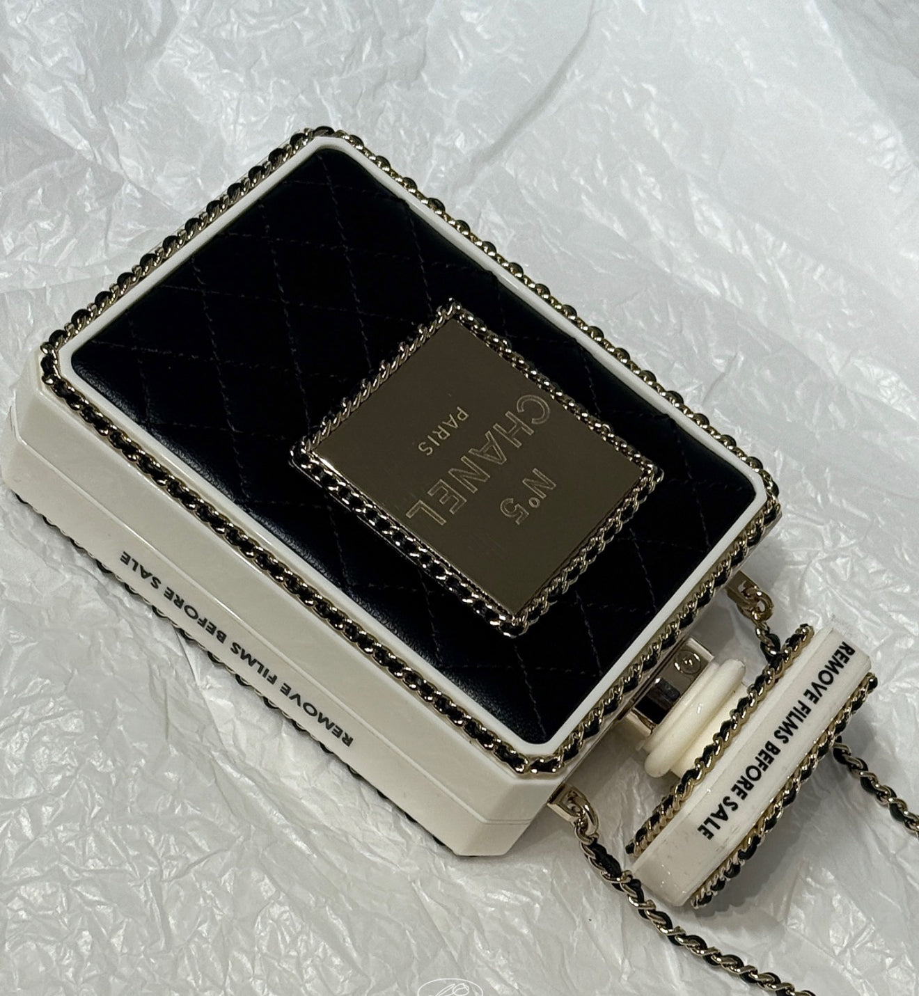 Chanel 22S limited edition Black Quilted Leather Perfume Bottle Minaudiere Gold Hardware