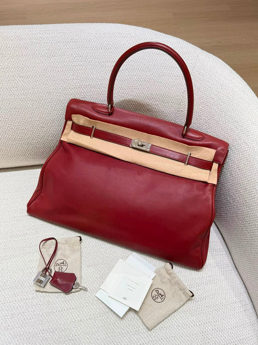 Rare* Hermes Kelly Relax 50cm Rouge H sikkim ck leather palladium hardware
