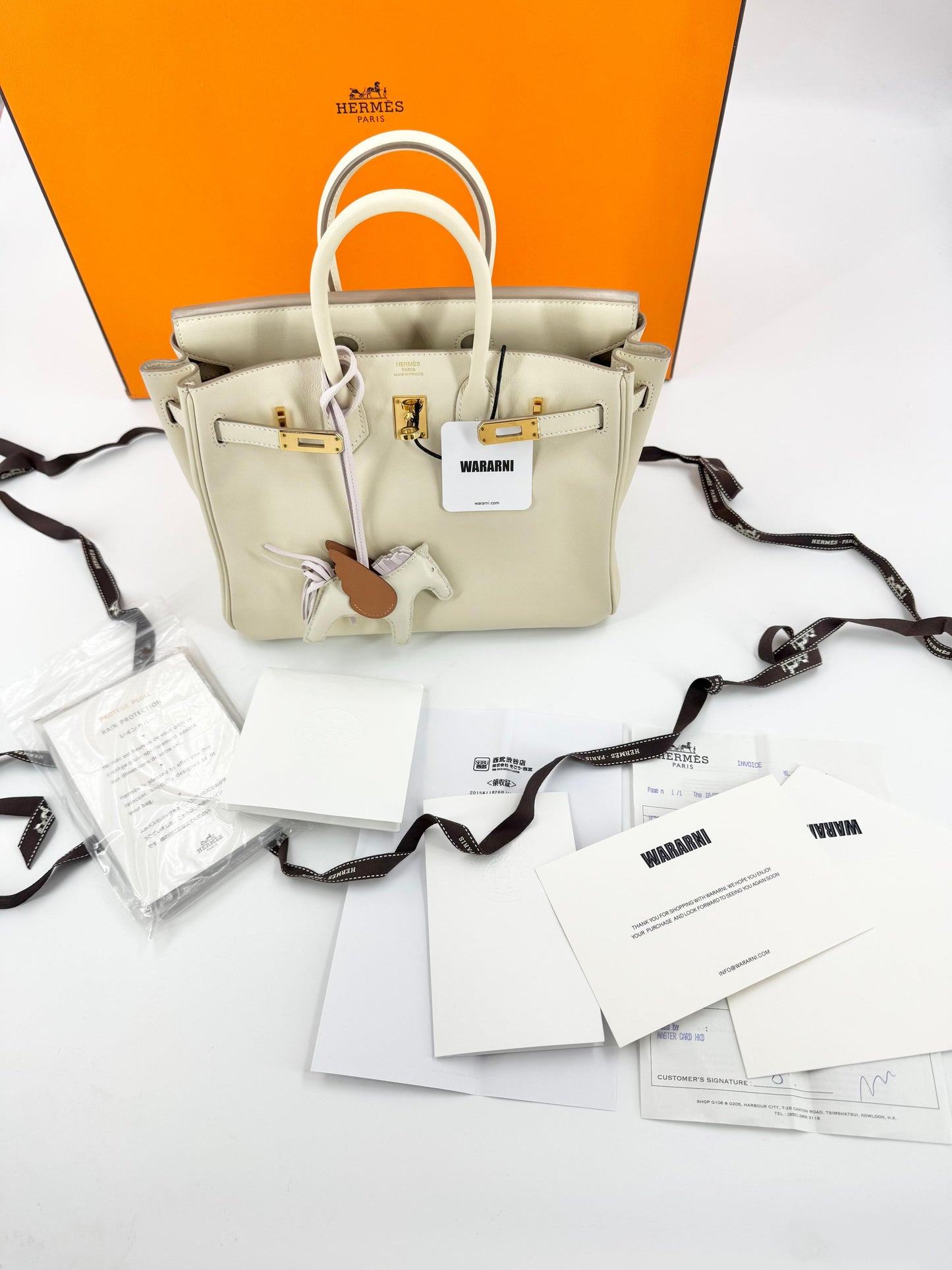 Hermes Birkin 25 Craie Swift leather gold hardware