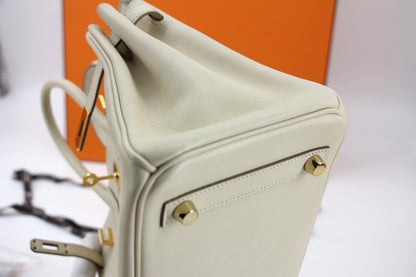 Hermes Birkin 25 Craie Swift leather gold hardware