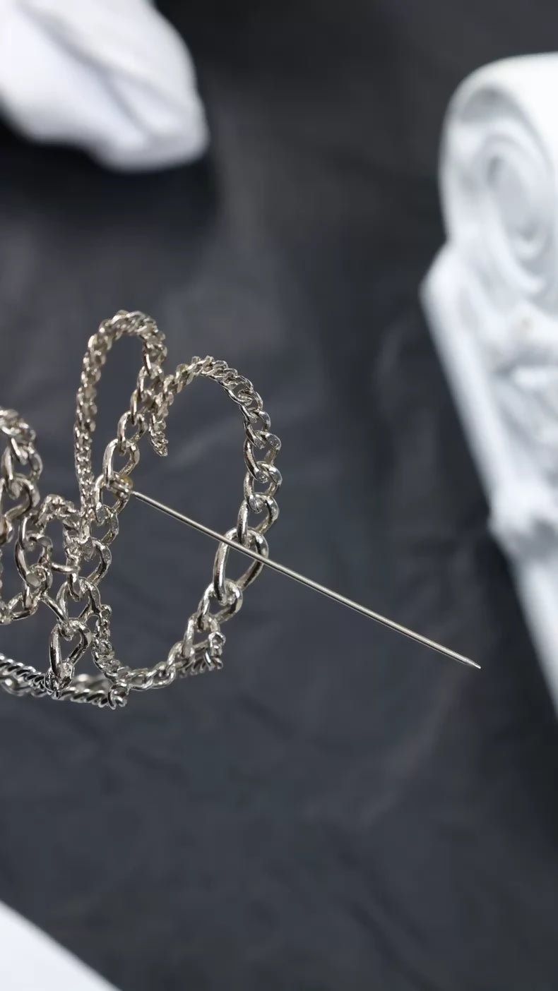 Chanel 2006 Silver Chain Letter Brooch