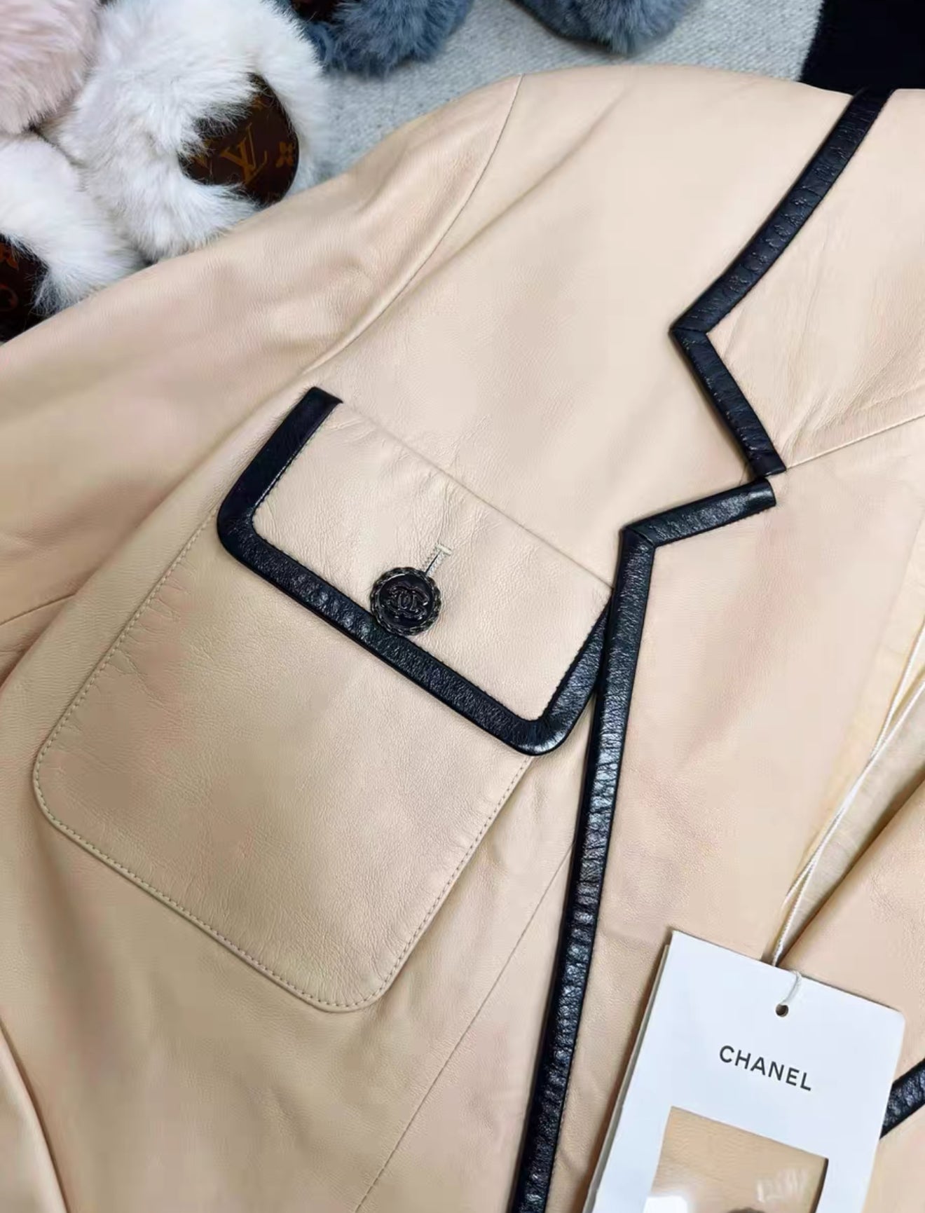 Chanel 19S Beige Leather jacket