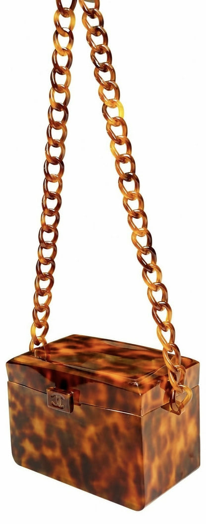 Chanel 1994-1996 Tortoiseshell Plexiglass Mini Box Vanity Bag extra rare
