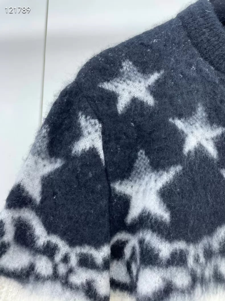 Chanel 23N black and white star knit sweater