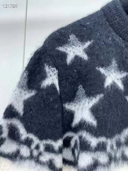 Chanel 23N black and white star knit sweater