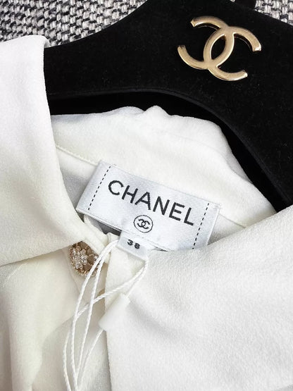 Chanel 25S off-white silk shirt