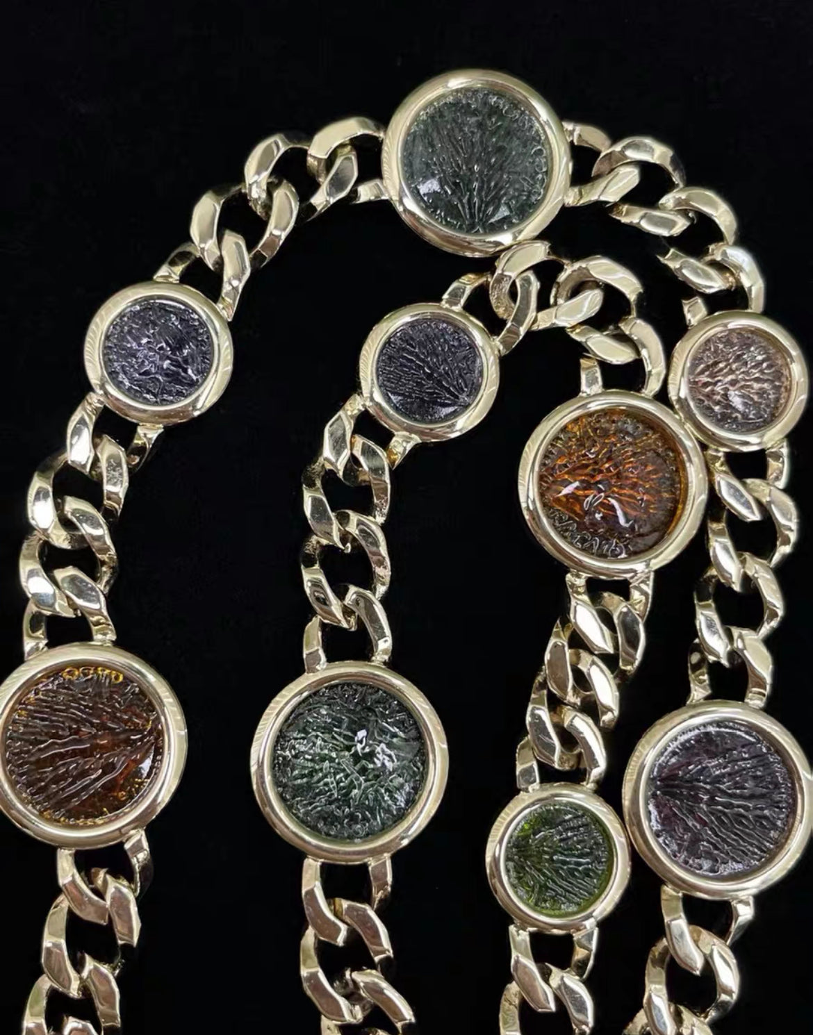 Bvlgari Multicolor Glass Embellished Chain Link Necklace