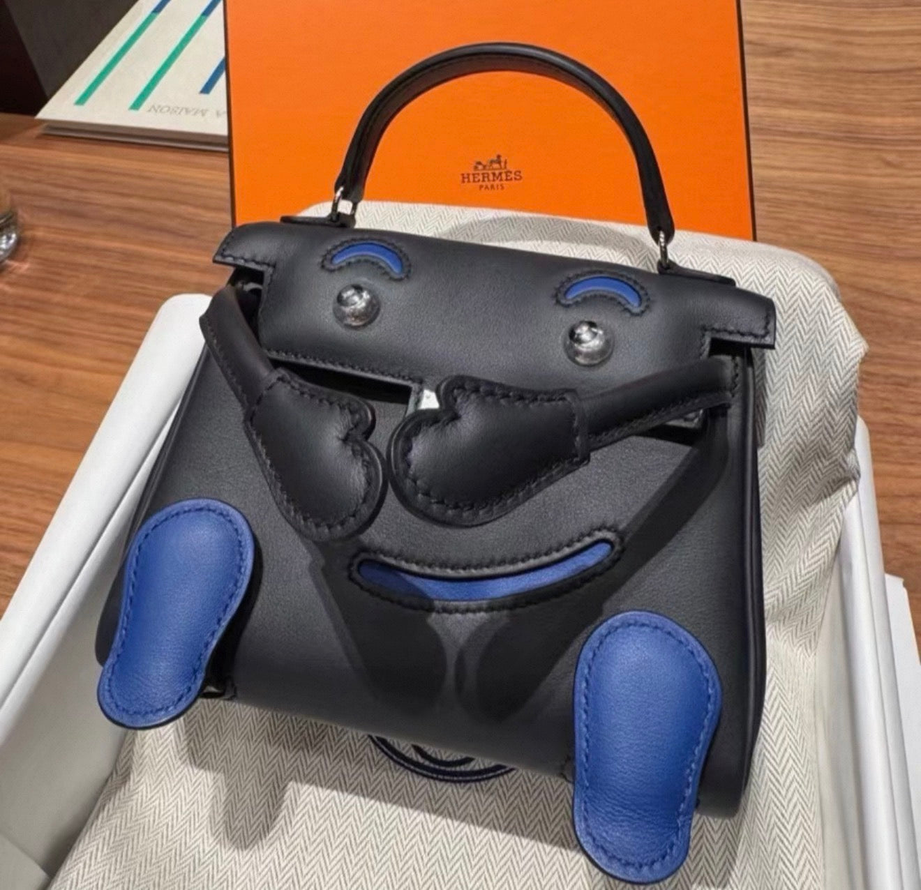 Hermes Kellydoll doll indigo/royal blue swift leather palladium hardware