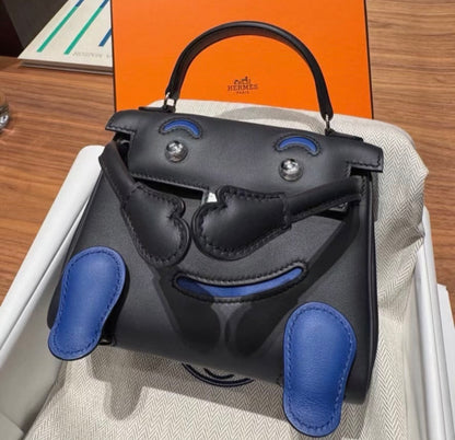 Hermes Kellydoll doll indigo/royal blue swift leather palladium hardware