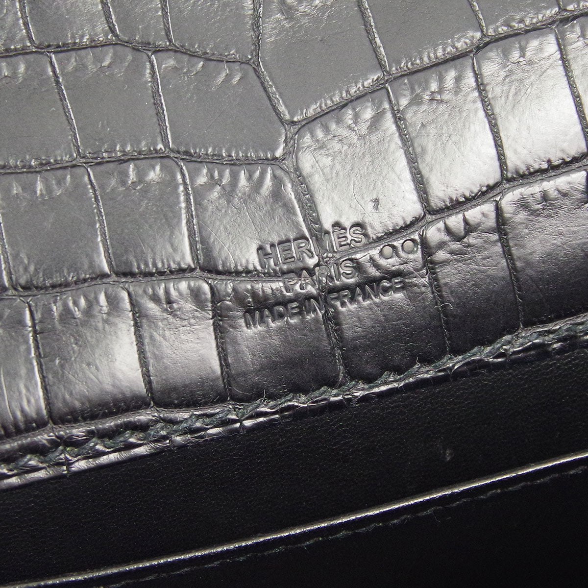 Hermes Kelly Pochette So Black Noir Matte Crocodile Leather