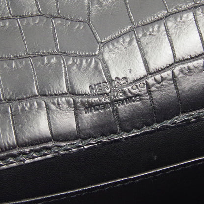 Hermes Kelly Pochette So Black Noir Matte Crocodile Leather
