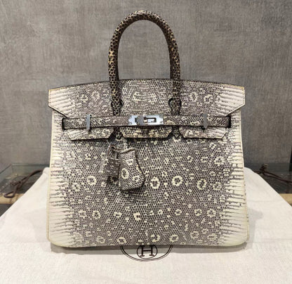 HERMÈS BIRKIN 25 SELLIER OMBRE LIZARD PALLADIUM HARDWARE