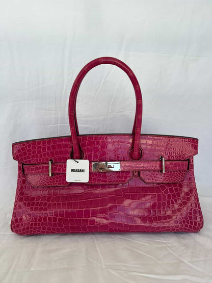 Hermès Birkin Shoulder JPG 42 Rose Scheherazade Shiny Porosus Crocodile Palladium Hardware – Ultra Rare Collector Piece