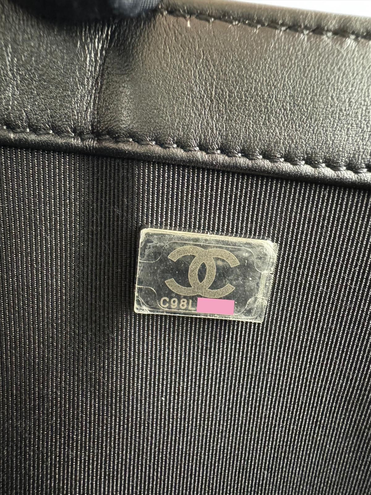 Chanel Boy black leather bag silver hardware