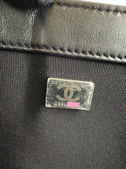 Chanel Boy black leather bag silver hardware