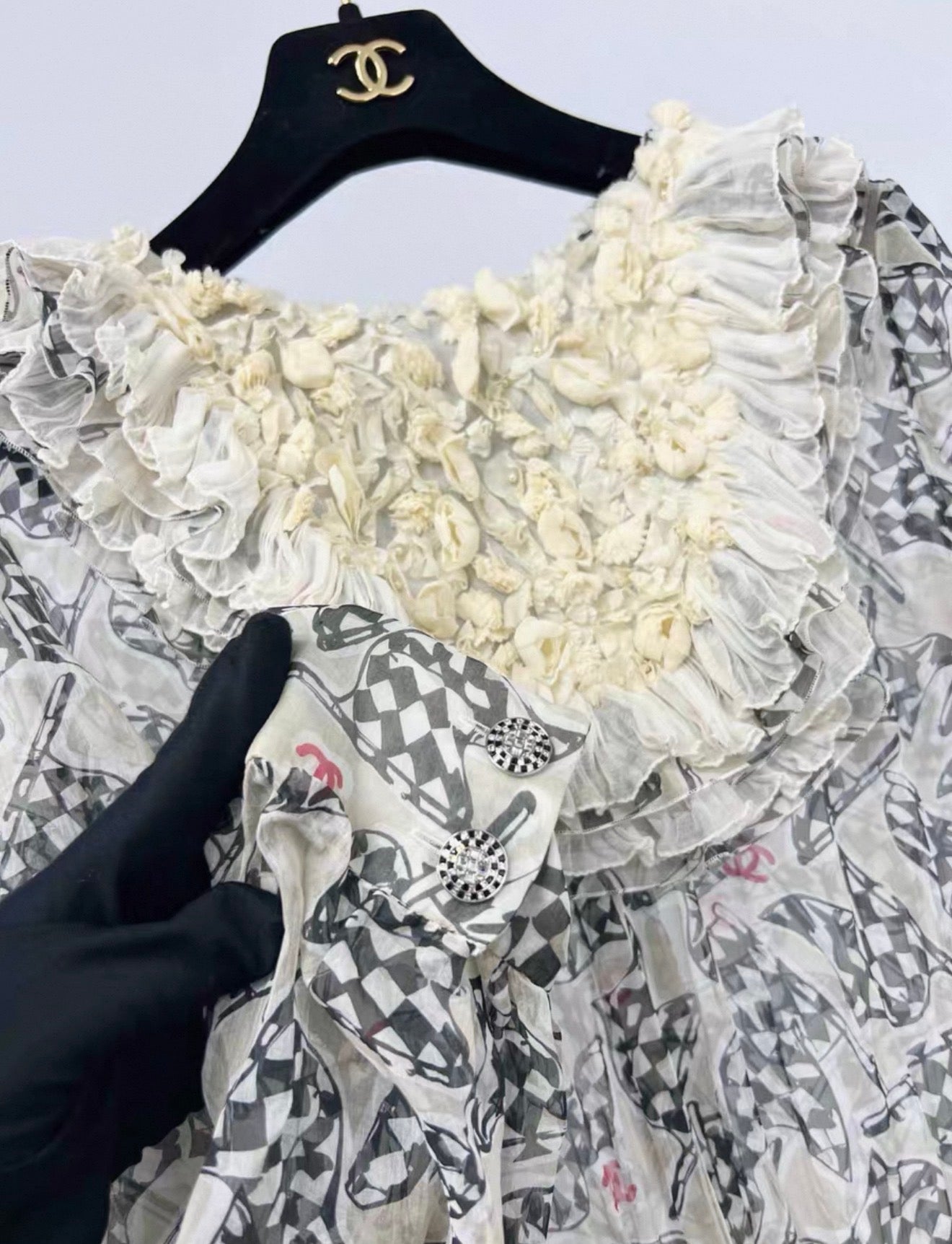 Chanel 23C silk print maxi dress