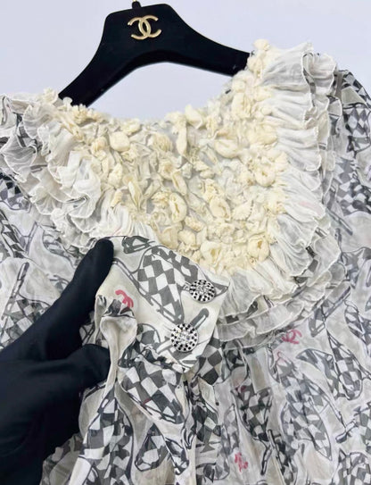 Chanel 23C silk print maxi dress