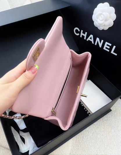 chanel 24P top handle mini pink bag