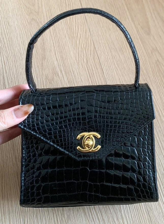 Chanel 1996-1997 Black Crocodile Mini Kelly bag