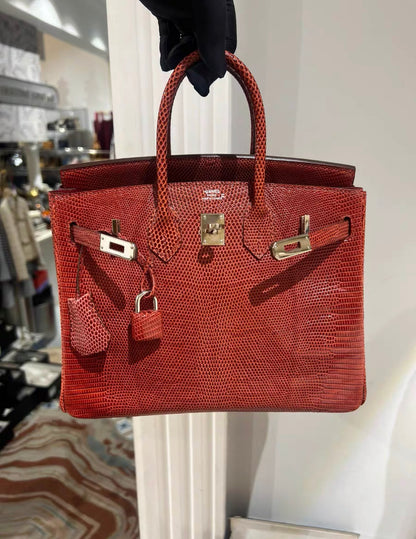 Hermès Birkin 25 Red Lizard Palladium Hardware