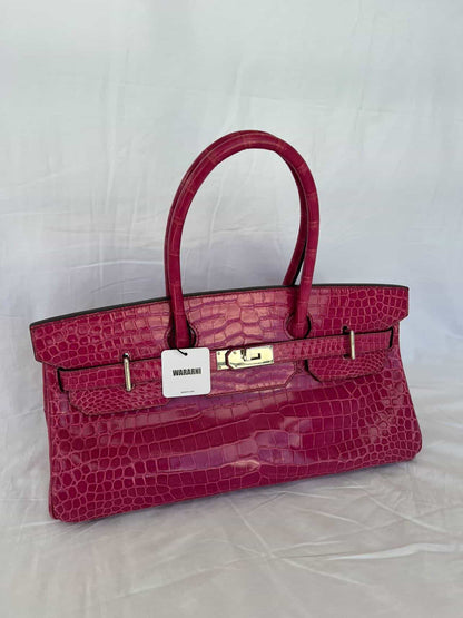 Hermès Birkin Shoulder JPG 42 Rose Scheherazade Shiny Porosus Crocodile Palladium Hardware – Ultra Rare Collector Piece