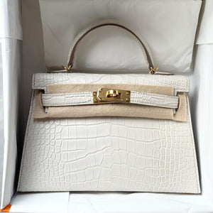 Hermès Mini Kelly 20 Beton Matte Alligator Gold hardware