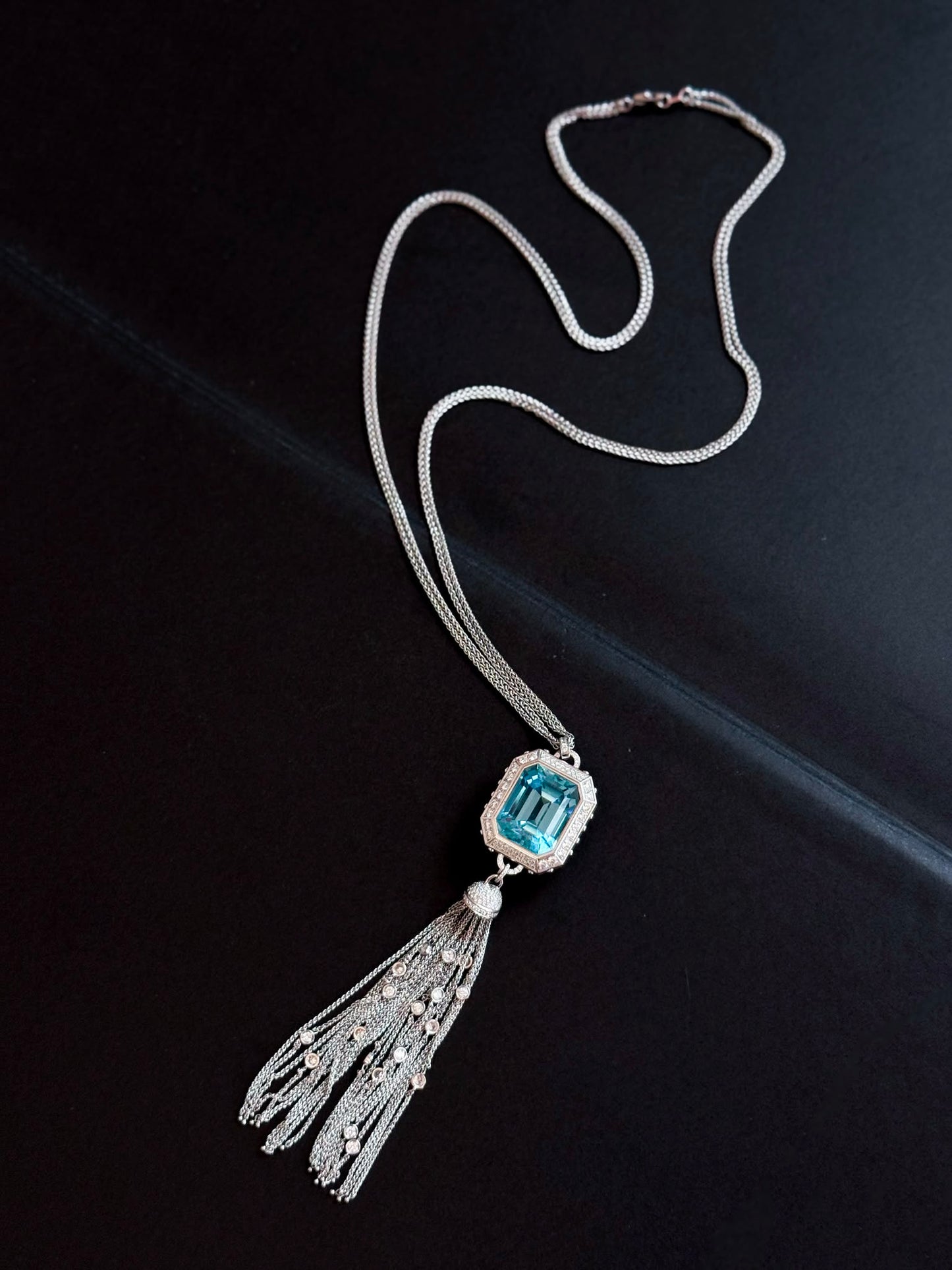 Louis Vuitton High Jewelry Aquamarine & Diamond Tassel Necklace