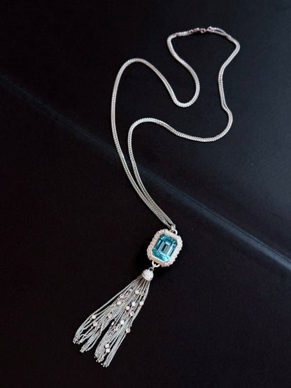 Louis Vuitton High Jewelry Aquamarine & Diamond Tassel Necklace