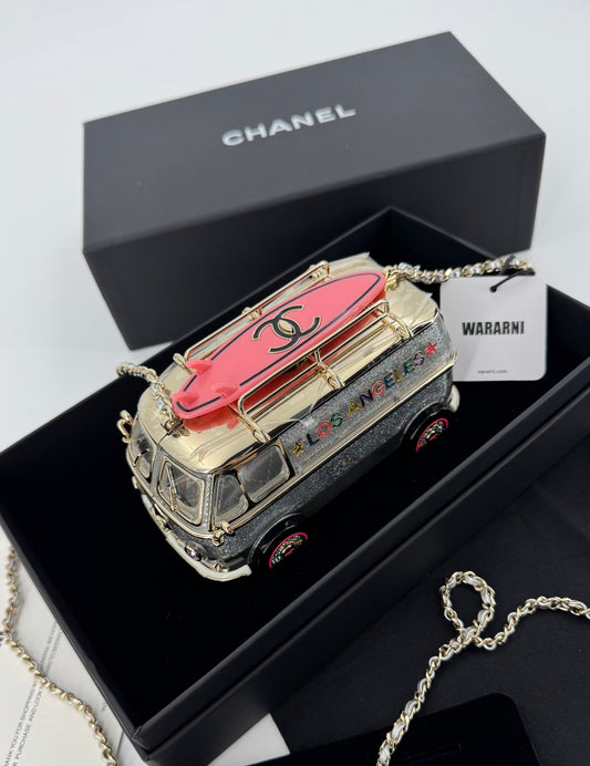 Chanel 2024 Glitter Lucite, Multicolor Rhinestone & Enamel Hollywood Mini Van