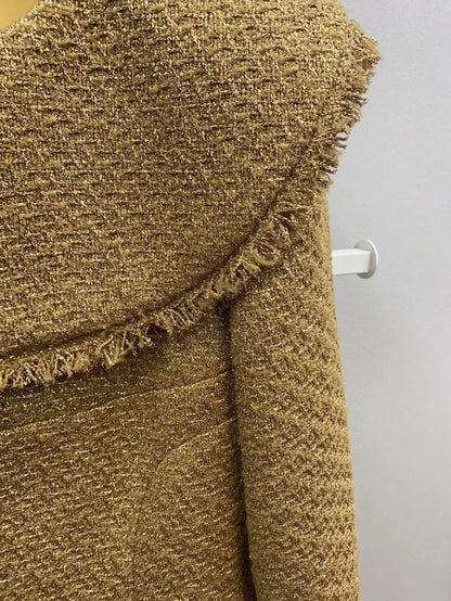 Chanel 19M gold tweed lapel jacket