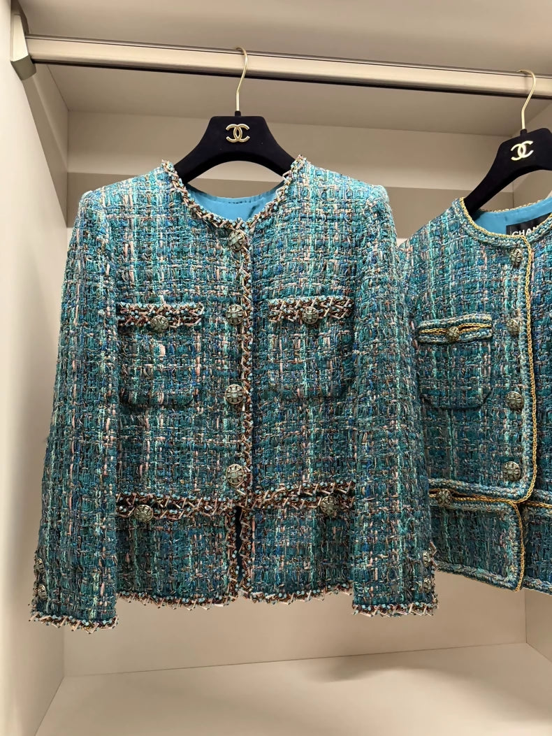 Chanel 19A blue tweed jacket
