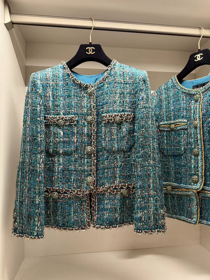 Chanel 19A blue tweed jacket
