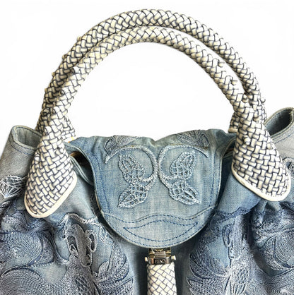 Vintage Fendi 2006 SS Limited Edition Blue Denim Squirrel Embroidered Spy Bag