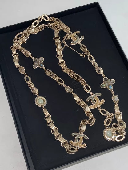 Chanel Moonstone Heavy Enamel Double C Logo Long Sweater Chain