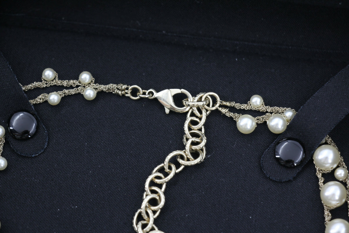 Chanel 18S Imitation Pearl & Woven Chain CC Necklace