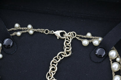 Chanel 18S Imitation Pearl & Woven Chain CC Necklace