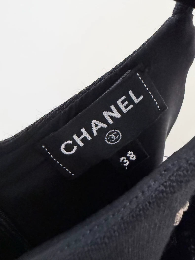 Chanel 23s Black Bow Rhinestone Dress