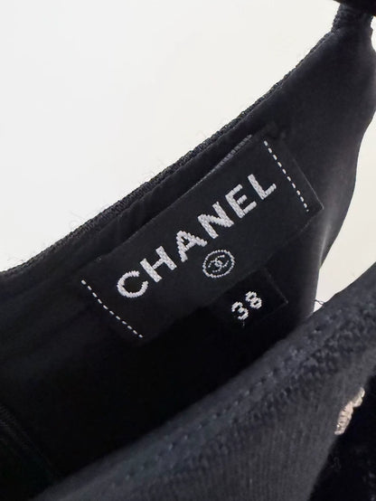 Chanel 23s Black Bow Rhinestone Dress