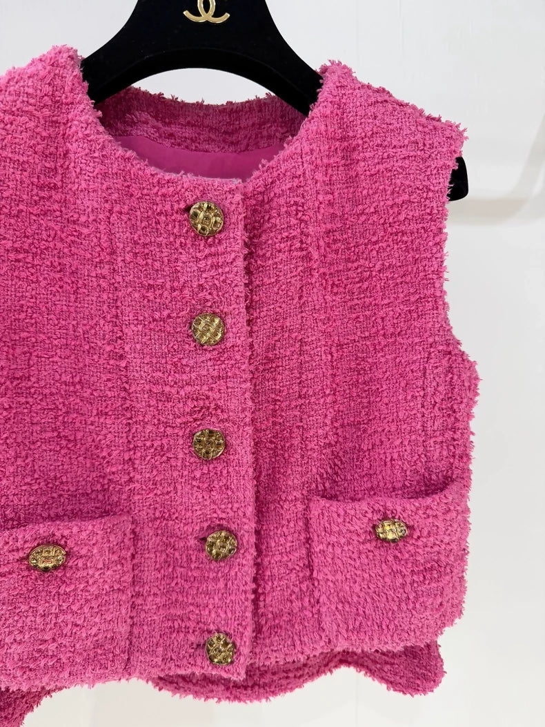 Chanel 22S Pink Tweed Vest