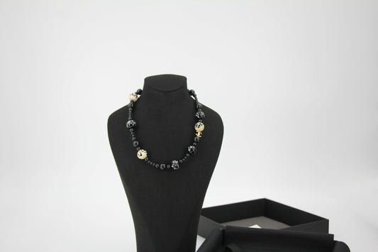 Chanel 26A Metal Gripoix Pearls & Resin Gold Black & White CC Necklace