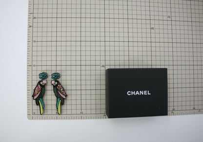 Chanel 17C Resin Cruise Collection Parrot-Motif Stud Earrings