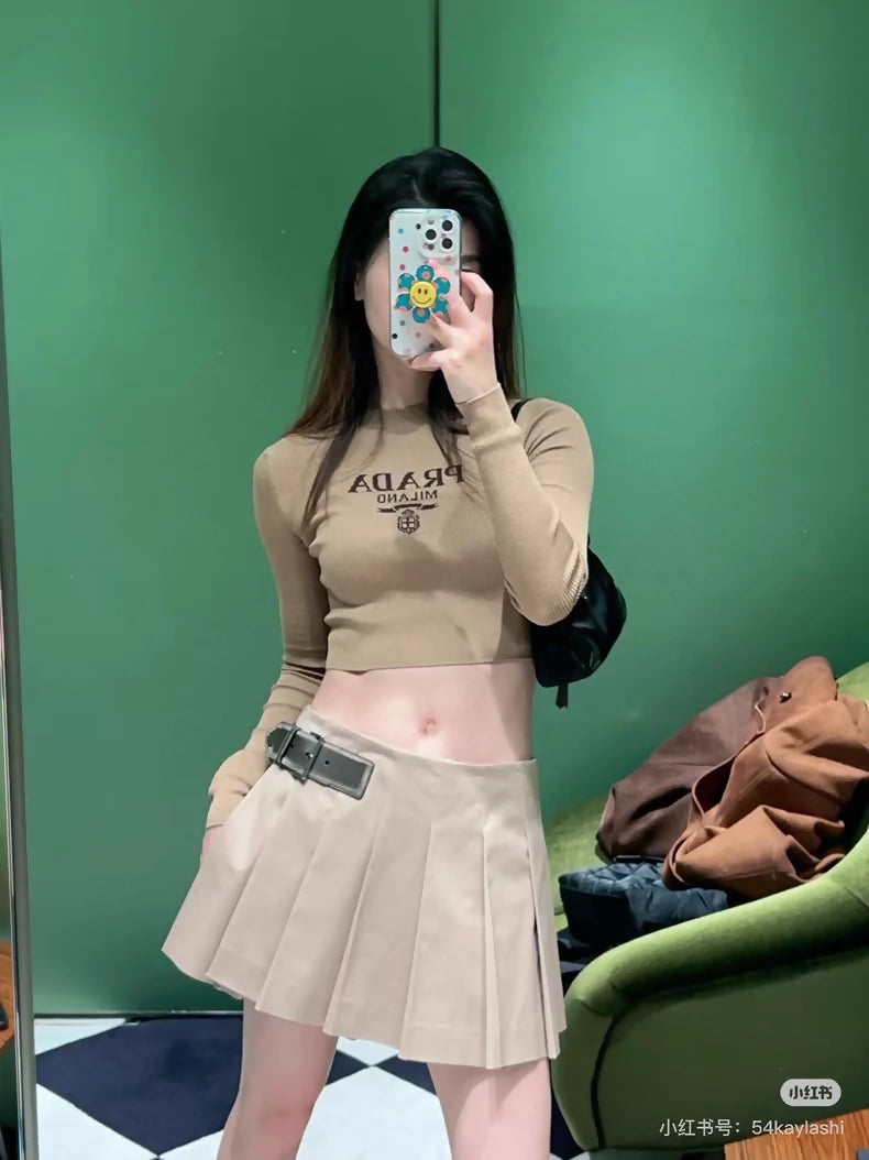 Prada 2025 Khaki Cropped Sweater