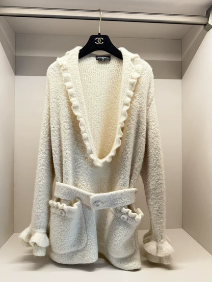 Chanel 24 ecru ruffled cardigan