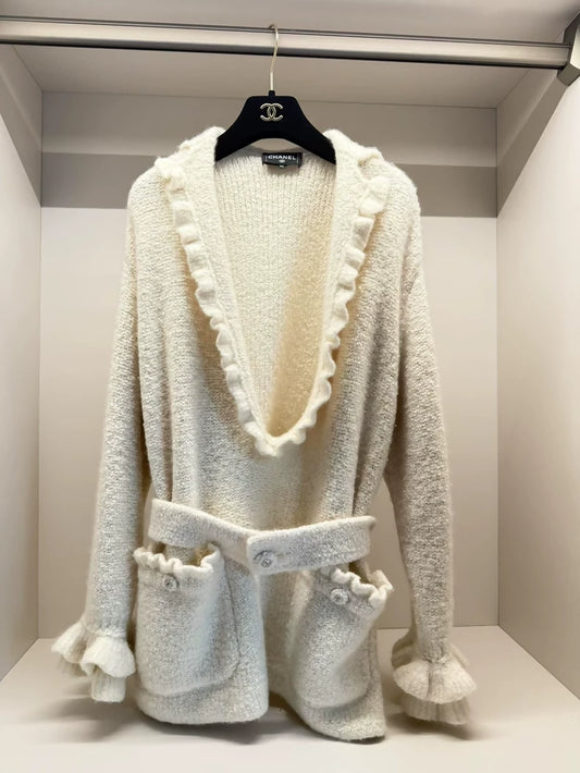 Chanel 24 ecru ruffled cardigan