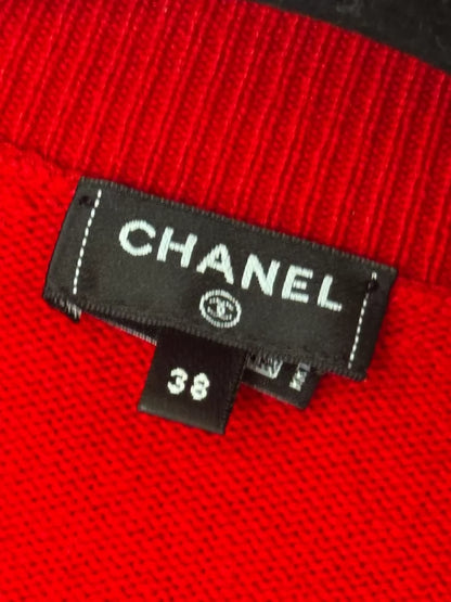 Chanel 23C red cashmere cardigan