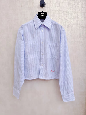 Chanel 26S blue striped cropped shirt