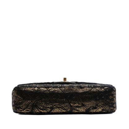 Chanel Medium Quilted Lace Chevre and Lace Classic Double Flap
