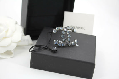 Chanel 17K Rhinestone Starlight Blue CC Brooch