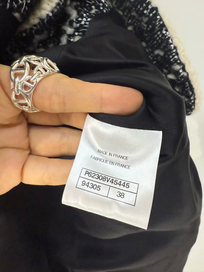 Chanel 19K Black Tweed Jacket with White Trim