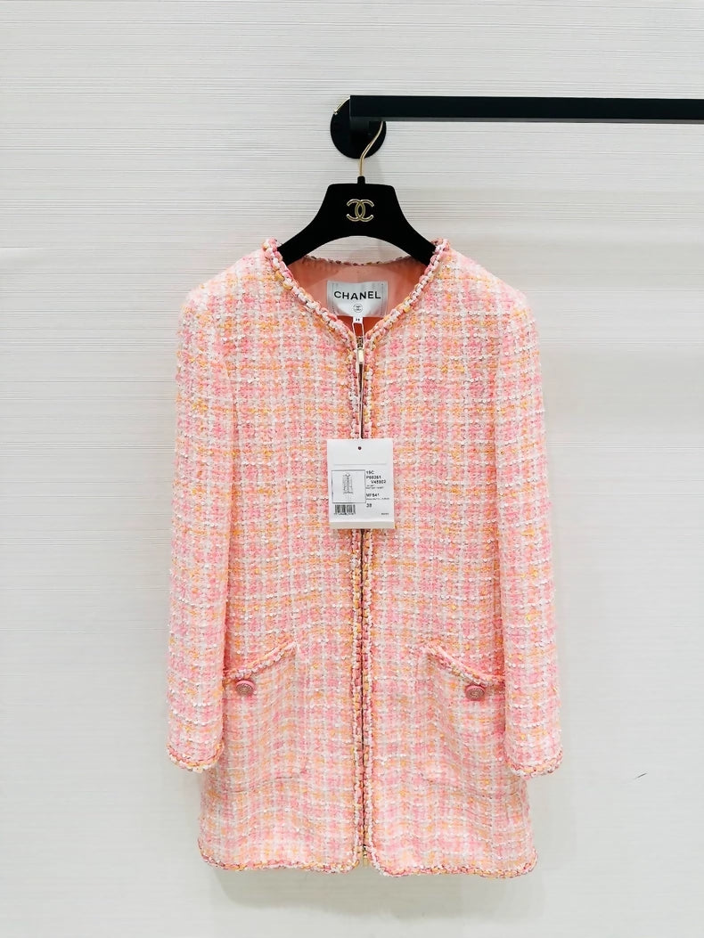 Chanel 19C pink tweed dress jacket